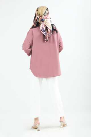 Cepli Oversize Gömlek Gül Kurusu - 4