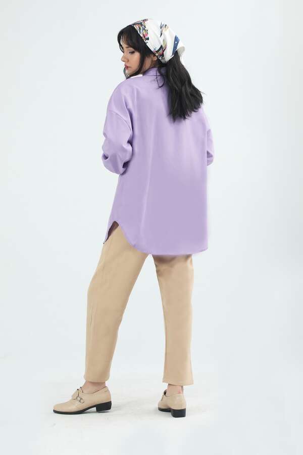 Cepli Oversize Gömlek Lila - 5