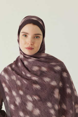 Ceylan Desen Bambu Şal Acı Kahve - 1