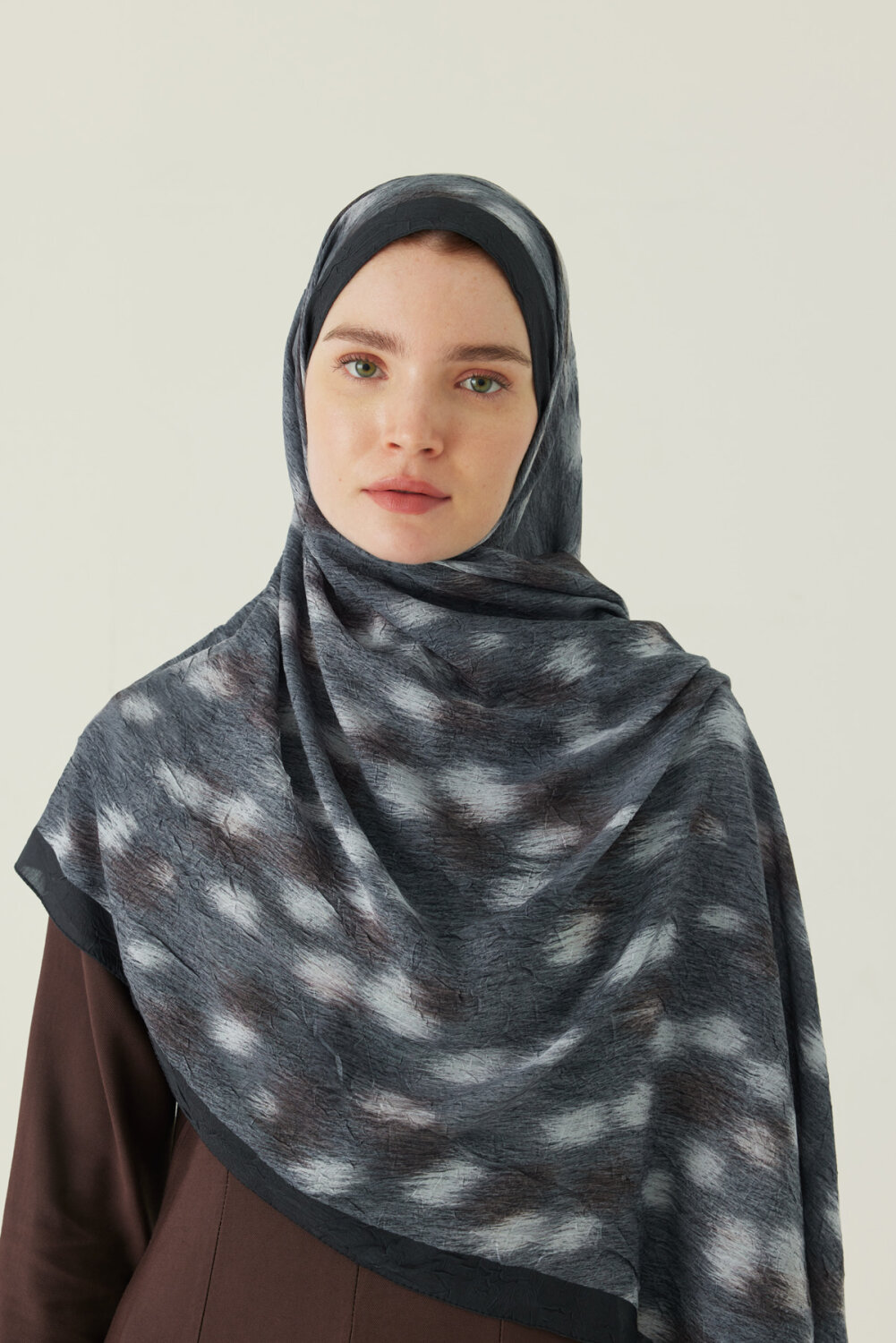 Ceylan Desen Bambu Şal Antrasit - 2