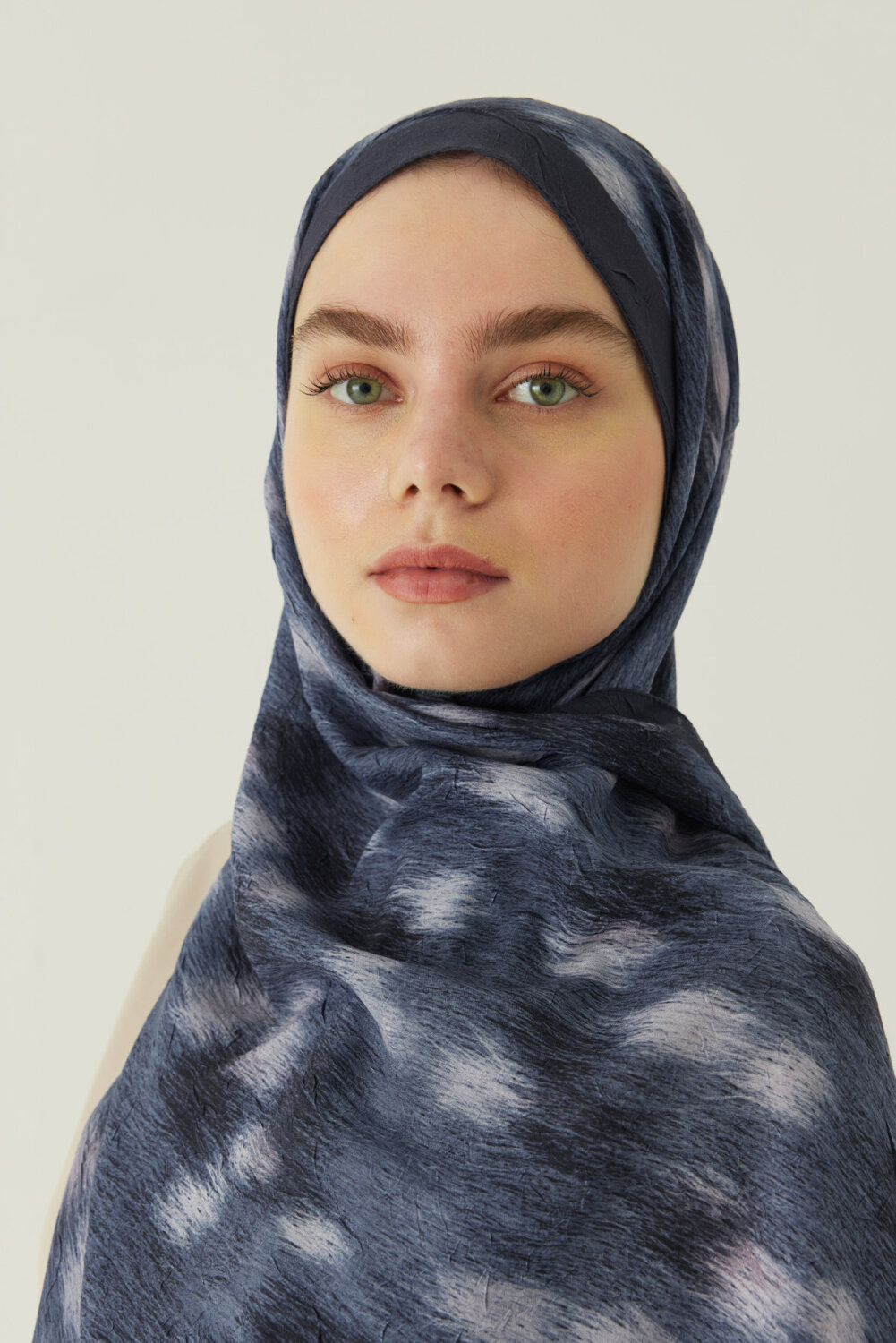 Ceylan Desen Bambu Şal Lacivert - 3