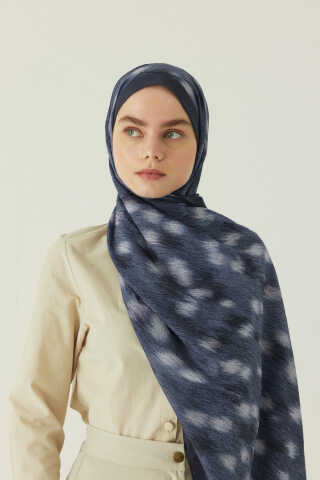 Ceylan Desen Bambu Şal Lacivert - 4