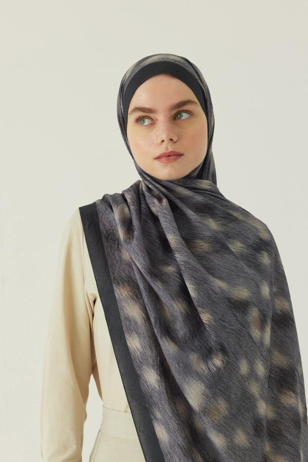 Ceylan Desen Bambu Şal Siyah 