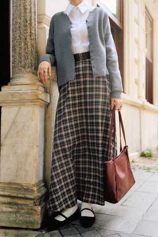 Checked A-Line Skirt Anthracite - 2