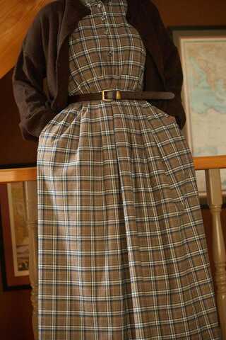 Checked Pattern Jumper Dress Mink - 7