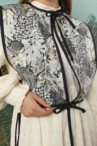Çiçek Baskılı Yelek Siyah - 3
