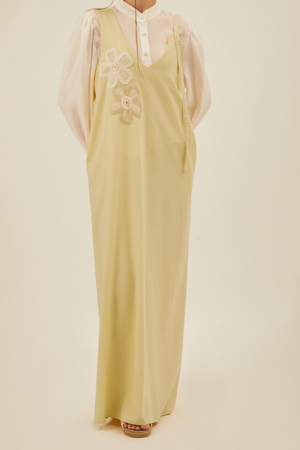 Çiçek Dantelli Jile Tereyağı Sarısı - 14