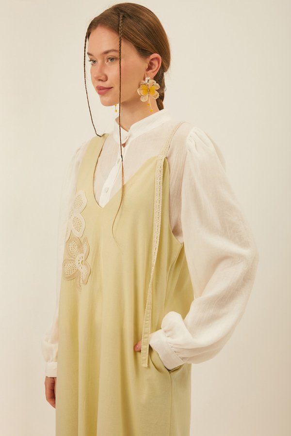 Çiçek Dantelli Jile Tereyağı Sarısı - 15