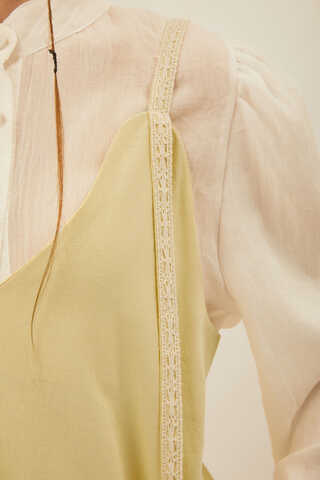 Çiçek Dantelli Jile Tereyağı Sarısı - 16