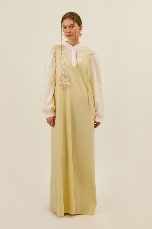 Çiçek Dantelli Jile Tereyağı Sarısı - 12