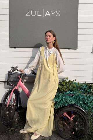 Çiçek Dantelli Jile Tereyağı Sarısı - 2