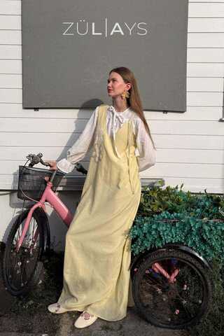 Çiçek Dantelli Jile Tereyağı Sarısı - 5