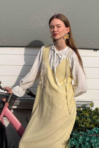 Çiçek Dantelli Jile Tereyağı Sarısı - 3