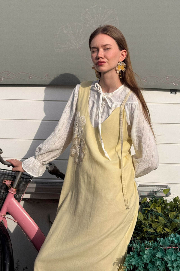 Çiçek Dantelli Jile Tereyağı Sarısı - 3