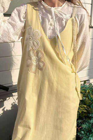 Çiçek Dantelli Jile Tereyağı Sarısı - 4