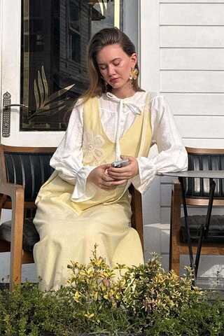 Çiçek Dantelli Jile Tereyağı Sarısı - 7