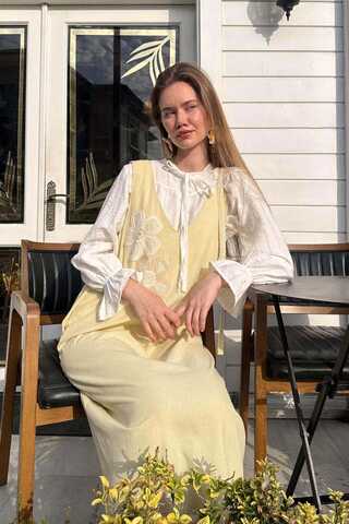 Çiçek Dantelli Jile Tereyağı Sarısı - 6