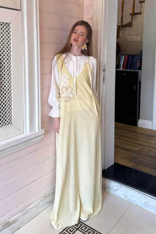 Çiçek Dantelli Jile Tereyağı Sarısı - 10