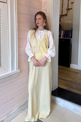 Çiçek Dantelli Jile Tereyağı Sarısı - 11