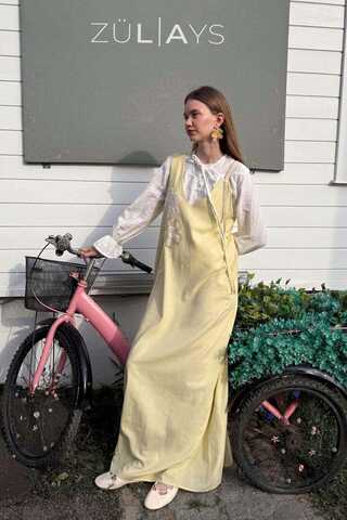 Çiçek Dantelli Jile Tereyağı Sarısı - 8