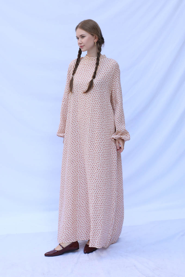 Çiçek Desenli Müslin Elbise Kırmızı - 2