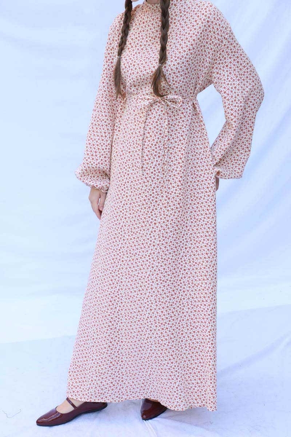 Çiçek Desenli Müslin Elbise Kırmızı - 7