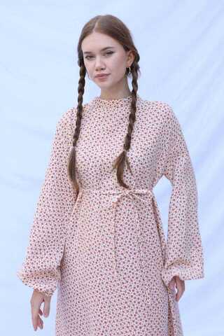 Çiçek Desenli Müslin Elbise Kırmızı - 8