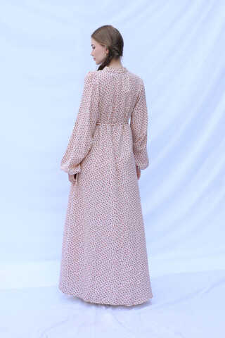 Çiçek Desenli Müslin Elbise Kırmızı - 11