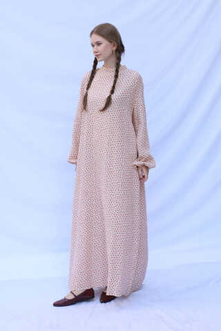 Çiçek Desenli Müslin Elbise Kırmızı - 2