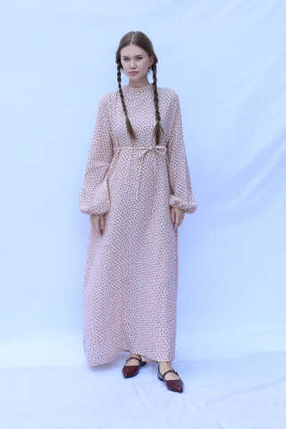 Çiçek Desenli Müslin Elbise Kırmızı - 3