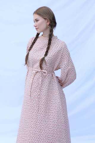 Çiçek Desenli Müslin Elbise Kırmızı - 6