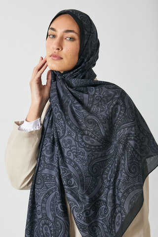 Çiçek Motifli Şal Füme - 3