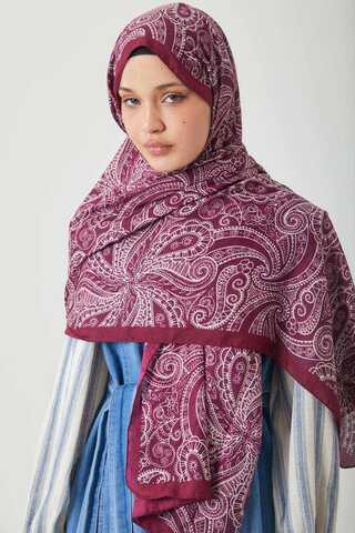 Çiçek Motifli Şal Mürdüm - 3