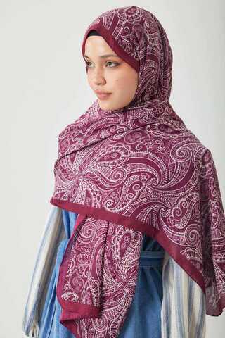 Çiçek Motifli Şal Mürdüm - 4