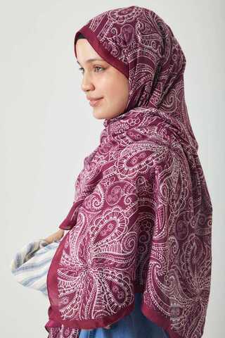Çiçek Motifli Şal Mürdüm - 8
