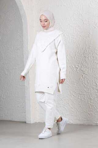 Çiçekli Kazak Ekru - 1