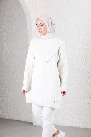 Çiçekli Kazak Ekru - 2