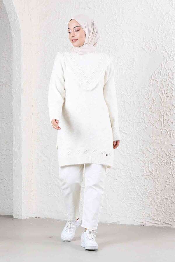 Çiçekli Kazak Ekru - 3