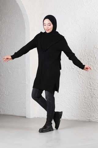 Çiçekli Kazak Siyah - 2