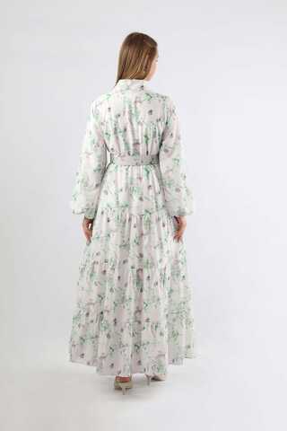 Çiçekli Kemerli Elbise Mint - 5