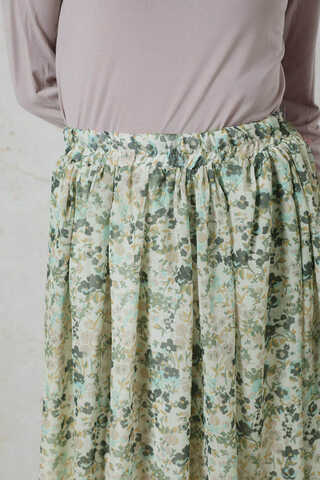 Çiçekli Şifon Etek Mint - 6
