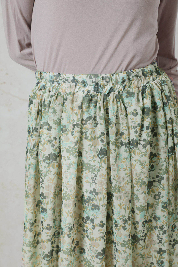 Çiçekli Şifon Etek Mint - 6