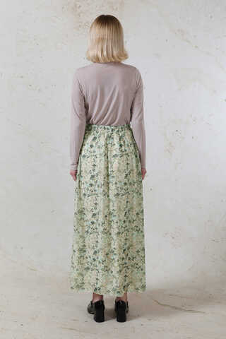 Çiçekli Şifon Etek Mint - 8