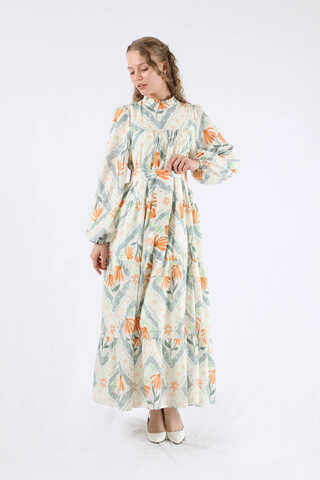 Çiçekli Aura Elbise Mint - 3