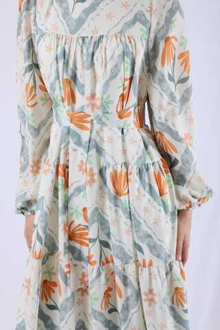 Çiçekli Aura Elbise Mint - 4