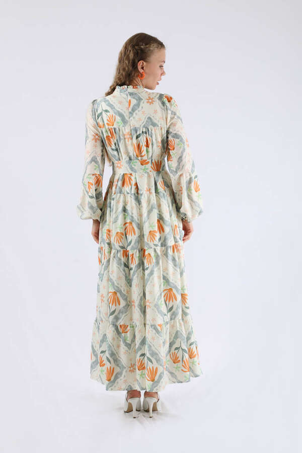 Çiçekli Aura Elbise Mint - 5