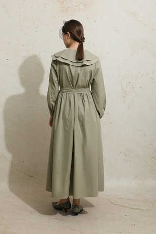 Çift Bebe Yaka Elbise Haki - 5