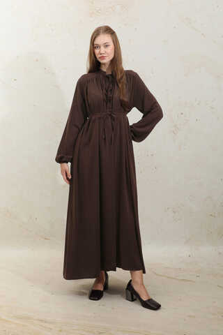 Çift Düğmeli Elbise Kahve - 5