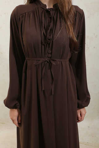 Çift Düğmeli Elbise Kahve - 7