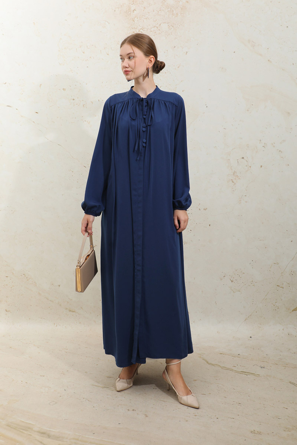 Çift Düğmeli Elbise Lacivert - 2